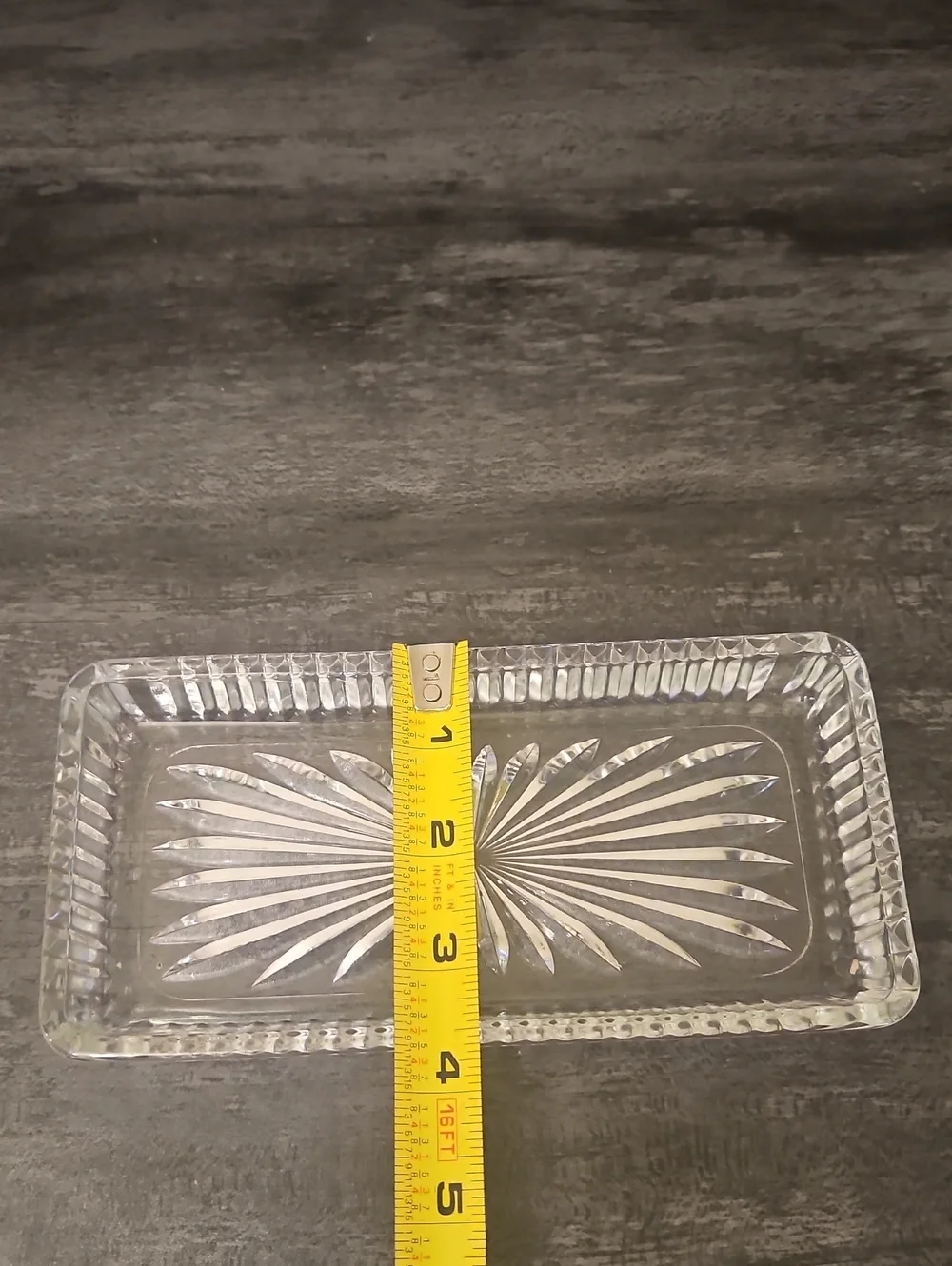 3 VTG Clear Pressed Glass Starburst Rectangular Trinket Dishes / Relish Trays